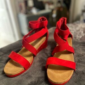 Dream Pairs Scarlet Red Wedge Sandals